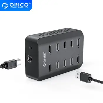 

ORICO 10 Ports USB Smart Charging Station 5V2.4A 120W EU US UK Power Adapter for Restaurant Supermarket Hotel Railway Station