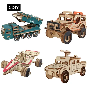 

DIY Military Car Missile vehicle Toys 3D Wooden Puzzle Toy Assembly Model Woodcraft Kits Boys Girls Gift for Children Kids