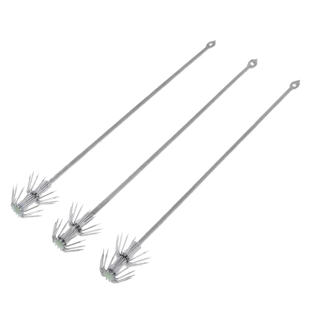 3Pcs/pack Saltwater Hard Fishing Lures DIY Luminous Glow Squid Octopus Jig Baits Hook Sea Fishing Lure Tackles