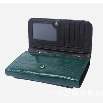 

Harting Cowhide Leather Day Clutch metal chain Cross-body Bag Crocodile Pattern Genuine Leather Clutch Chain Trendy Bag