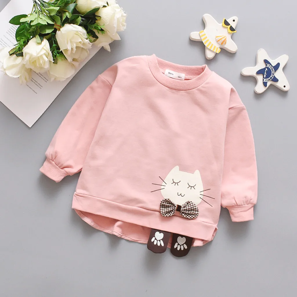 SAGACE-зима; Топ для маленьких мальчиков и девочек; футболка с рисунком кота; топы; свитер; пуловер; свитер; верхняя одежда; roupa infantil; 817