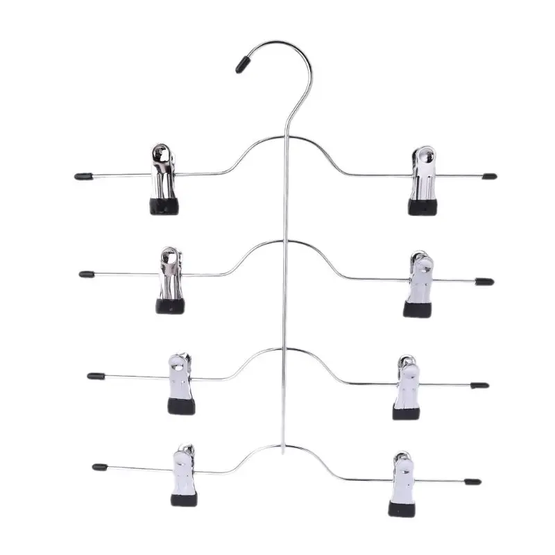 Multifunctional 4 Layer Stainless Steel Pants Hanger Rack Clip Skirt With 8 Clip 4