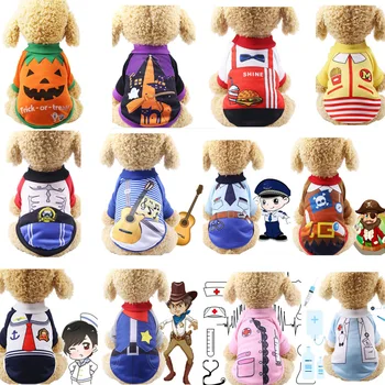 

Winter Cat Clothes Pet Dog Halloween Costume for Small dogs Hoodie two legs Pug Sweater Funny Puppy Clothes For Christmas Gift