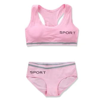 

Girls Underwear Soft Padded Cotton Letter Print Bra Set for Young Girls for Yoga Sports Running 8-14T