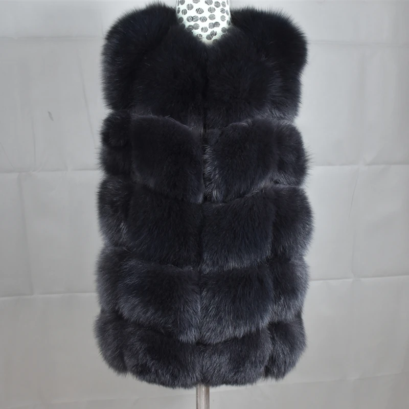 

Fashion fur coat jacket vest Genuine Leather coat 2019 Women's high quality real fox fur vest 100% natural real fur