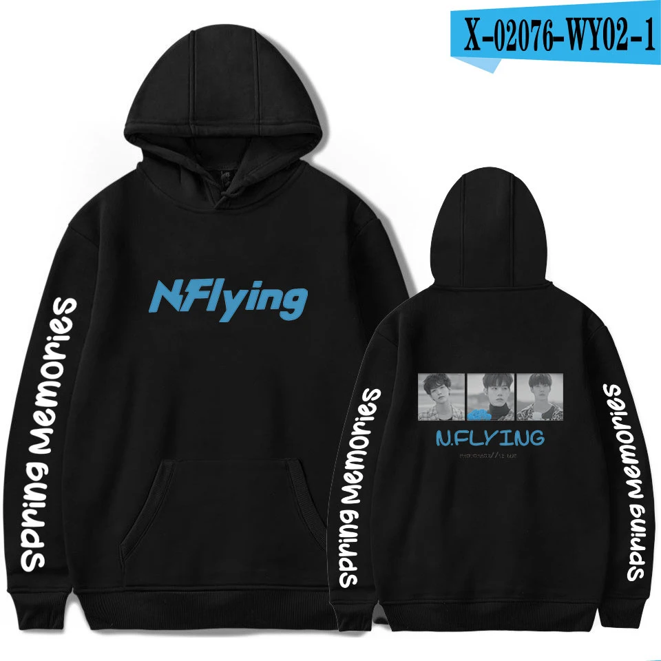 N. Flying толстовки Толстовка Femme осень зима Harajuku уличная одежда худи в стиле хип-хоп для женщин и мужчин с длинным рукавом флис Kpop толстовки - Цвет: black