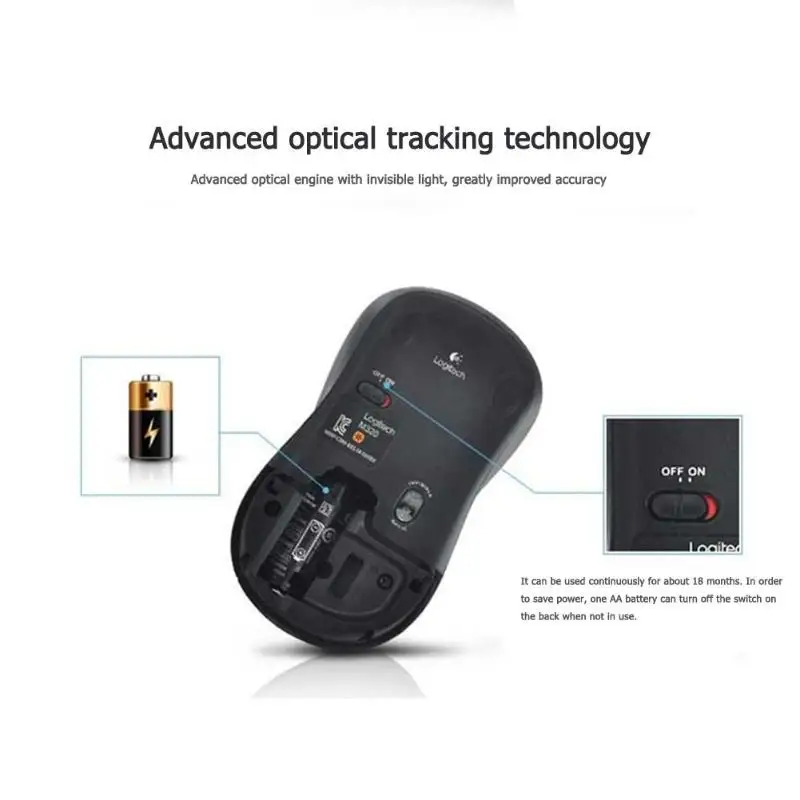 Игровая мышь logitech M320 3 кнопки беспроводной нано приемник 1000 dpi 2,4 ГГц оптическая мышь