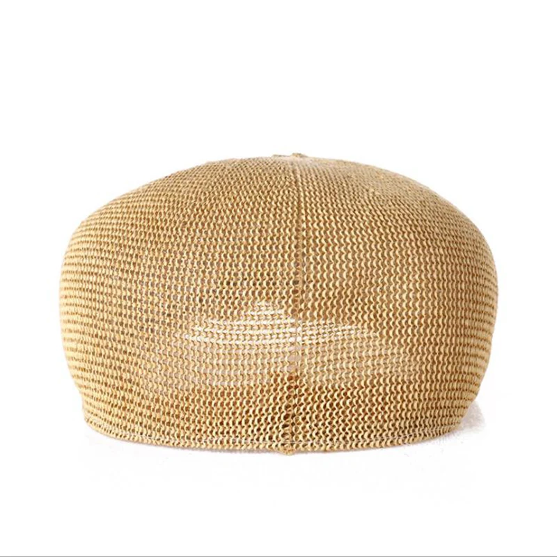 T-MAC Summer Hat Mens Berets Peaky Blinder Beret Homme Man Military Beret Mesh Dad hat Breathable Grass Yarn Sun Hats Flat Cap