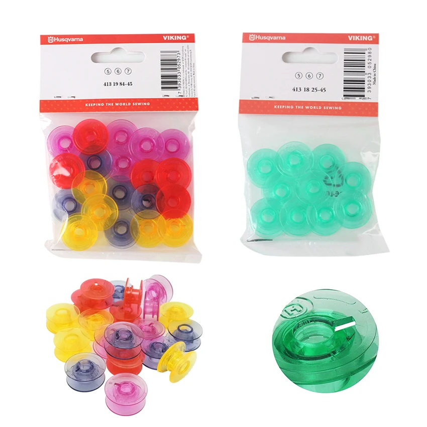 10PCS Green Plastic Sewing Machine Bobbins Set 4131825 45 for Husqvarna Viking White with