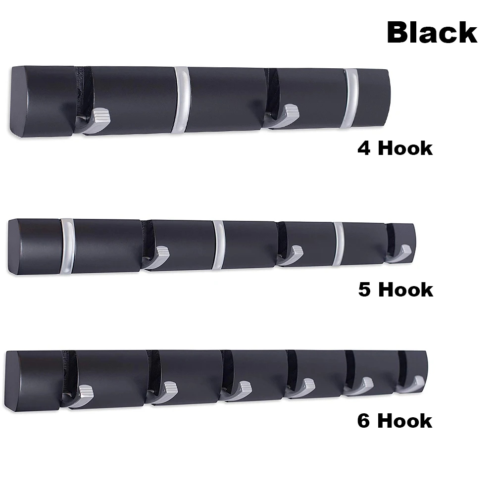 Wall mounted hook rack Wall Mounted 4 5 6 Folding Hooks Rack Folding Coat and Hat Rack Hooks-Towel Cap Leash Backpack Holder