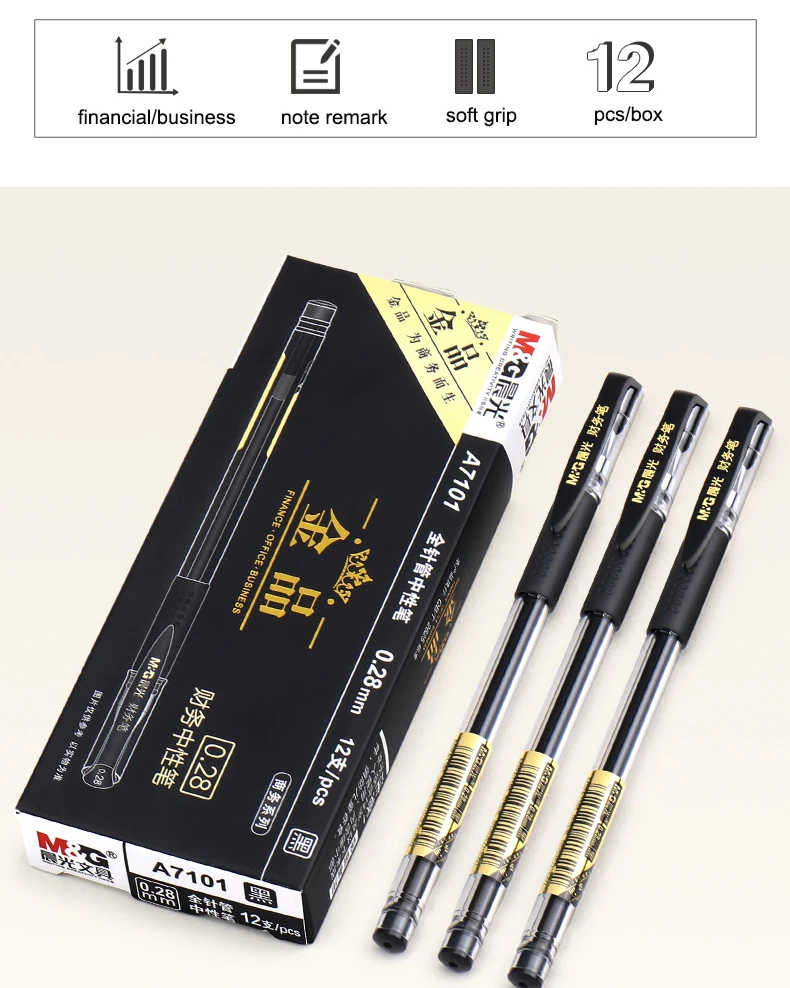 fino finanças gel caneta 0.28mm tinta preta