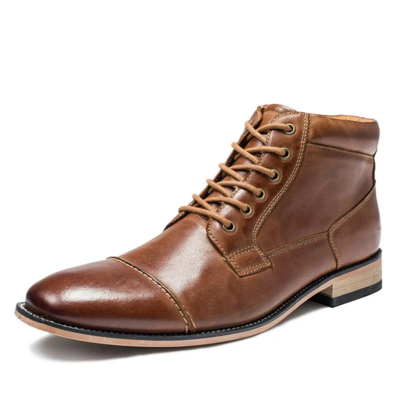 Новое поступление Мужская Удобная мужская обувь мужская повседневная мужская обувь из натуральной кожи рабочие ботильоны на шнуровке