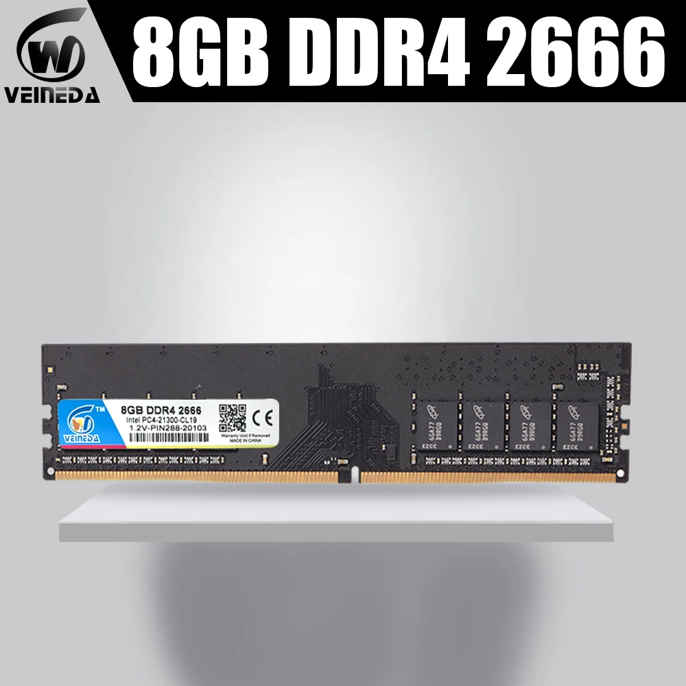 

VEINEDA Memory Ram DDR4 8GB 2666MHZ PC4-17000 284pin 1.2V For all Intel AMD 8GB ddr4 compatible 2133 2400 memoria ram Non-ECC