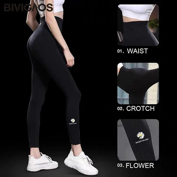 BIVIGAOS Body Shaper Flower Fat Burning Sleep Pants High Elastic Sport Fitness Leggings Women Black Shaping Push Up Leggings 2
