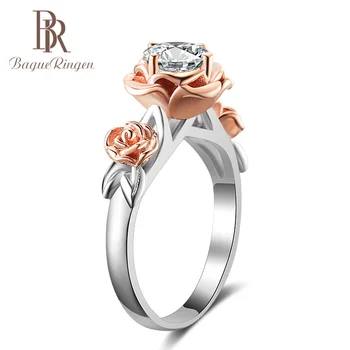 

Bague Ringen 925 Siver finger Ring With AAA Roud Zircon flower shape Jewelry For Women Anniversary Gift Party Weddings Wholesale