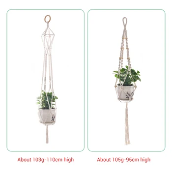 

4Pcs/set Nordic Style Hand-woven Flower Pot Woven Basket Net Bag Hanging Basket Net Bag for Home Garden Plant Flower SP9