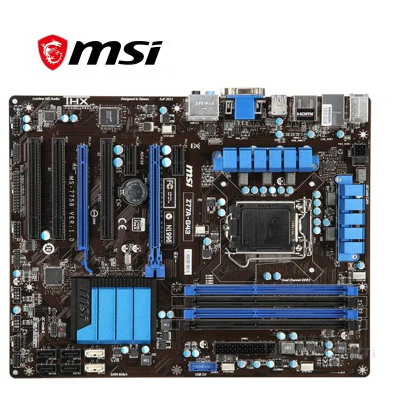 Для материнской платы MSI Z77A-G43 компьютера USB3.0 SATA III LGA 1155 DDR3 для Intel Z77 Z77M настольная