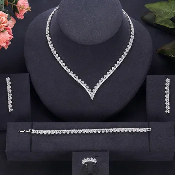 

Hotsale African 4pcs Bridal Jewelry Sets New Fashion Dubai Jewelry Set For Women Wedding Party Accessories Design