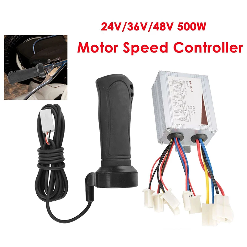 24 V/36 V/48 V 500W удобный захват Электрический скутер для е-байка коллекторный мотор Скорость контроллер коробка+ дроссельная заслонка для е-байка аксессуары