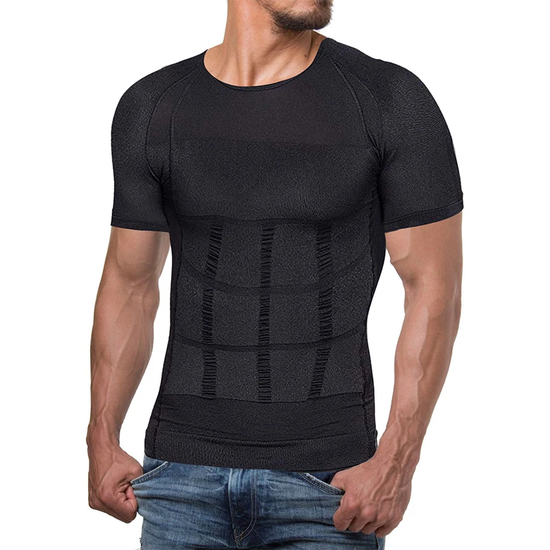 Men Body Shaper Compression Shirt Weight Loss Muscle T-shirt Waist ...