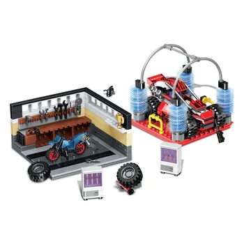 

City Creator 395pcs Repair Shops Motorcycle Car-styling Racing Car Building Blocks Bricks Diy Set Toys Children Birthday Gifts