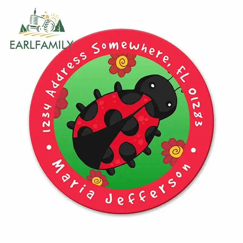 EARLFAMILY 13 см x 13 см для персональных адресных этикеток с божьей коровкой виниловые наклейки на машину JDM бампер багажник грузовик графика DIY