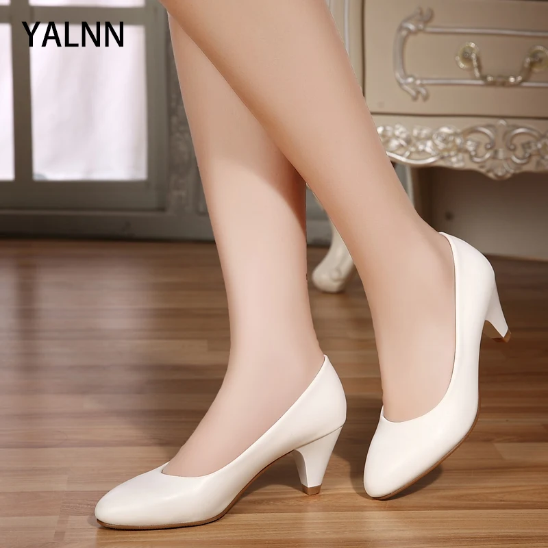 

Yalnn Dress Slip-on Plus Size Neutral Wedding 2019 Bridal Pointed Toe Thin Heels Slip-On Med High Heels Pumps Shoes for Woman