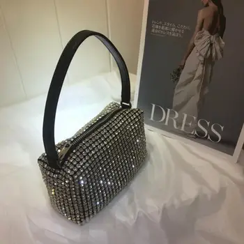 

Bling Diamonds Evening Clutch Bag Women New Korean Soft Pillow Small Tote Handbag Shoulder bags Ladies Dinner Party Clutch Purse
