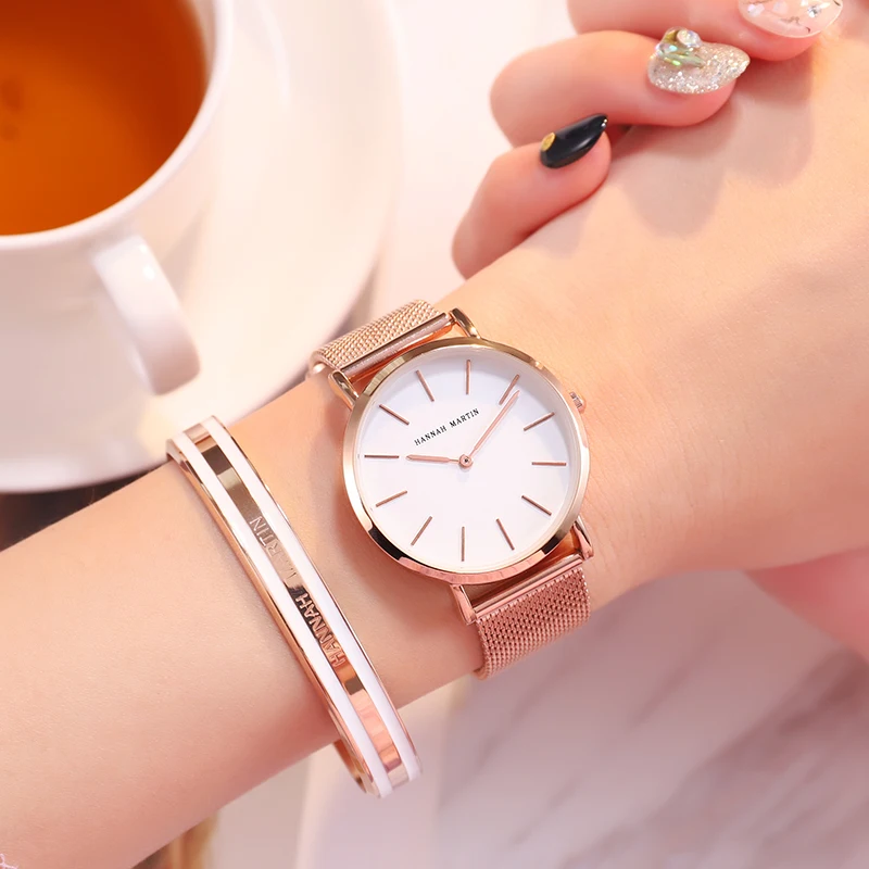 

Hot Luxury Watch Women Steel Quartz Movement Waterproof Women Rose Gold Ladies Watch 36mm Dropshipping Bracelet Dress Gold Gift