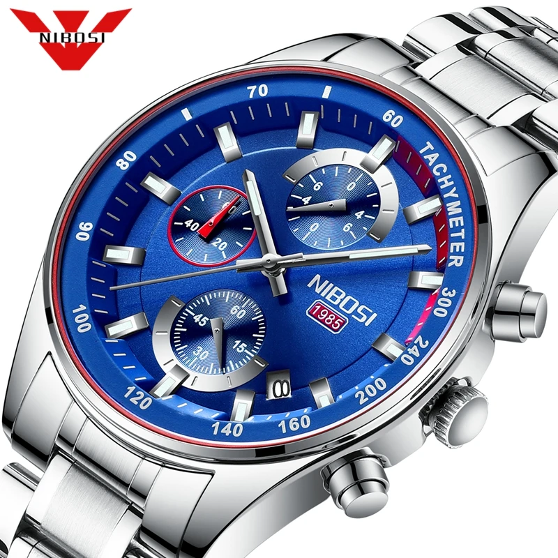 Comprar Reloj NIBOSI azul reloj de cuarzo deportivo de moda para hombre relojes para hombre reloj de lujo con cronógrafo a prueba de agua reloj Masculino