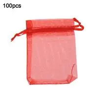 Red 100Pcs 10/100 шт органзы Мешочки для украшений, подарочная упаковка, тянущаяся органза сумки пакеты для свадебных подарков из органзы и сетки, элемент конфетная Подарочная сумка 4 - Цвет: Red 100Pcs