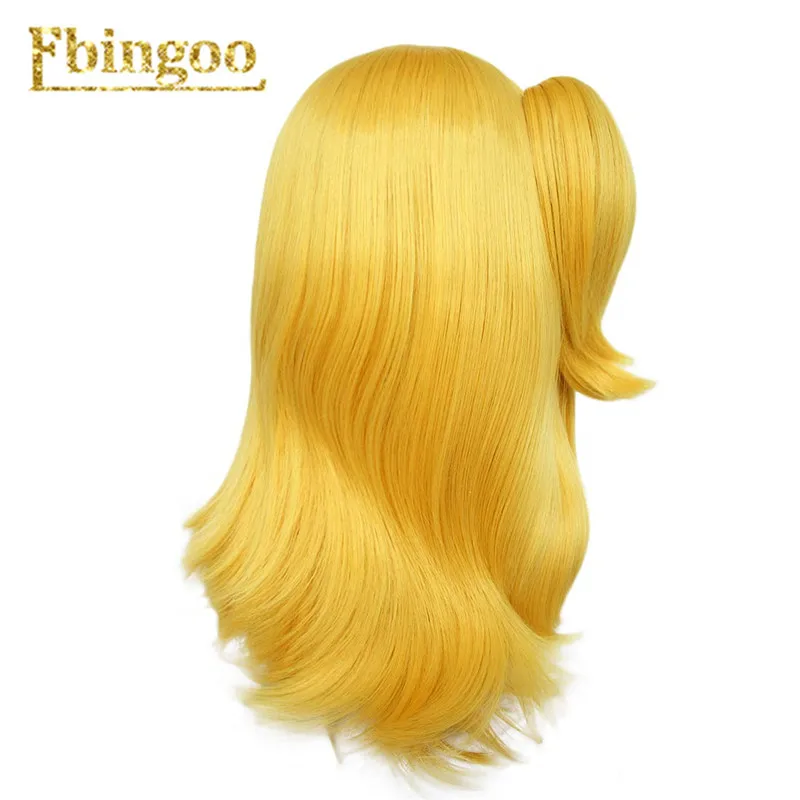 Ebingoo головной убор + парик в стиле аниме Сказочный хвост Lucy Heartfilia синтетический парик для косплея оранжевый желтый длинный прямой костюм