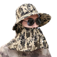Мужская складная шляпа в подарок, шляпа в рыбацком стиле, Повседневная защита, легкий купол, камуфляжный, для улицы, модный козырек, летняя кепка с большими полями