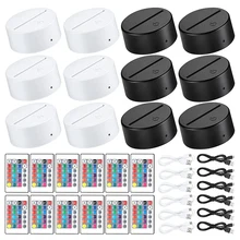 

12 Sets 3D Night LED Light Lamp Base 16 Colors LED Light Display Base With Remote Control USB Cable Xmas Decoration