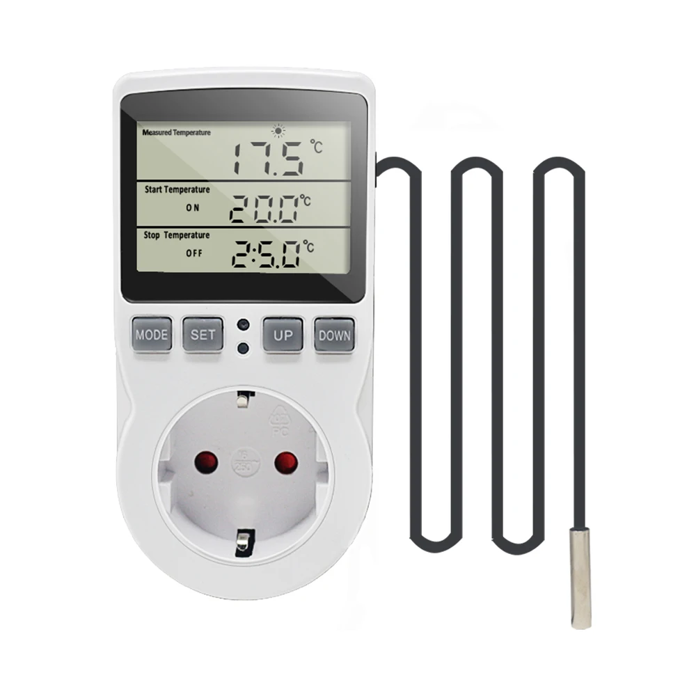 EU/FR/UNS/BR Stecker LCD Digitale Thermostat Temperatur Controller Steckdose  Mit Timer Schalter Heizung Kühlung einstellung - AliExpress