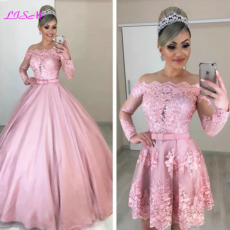 Robe bouffante en dentelle rose, avec jupes détachables, effet d
