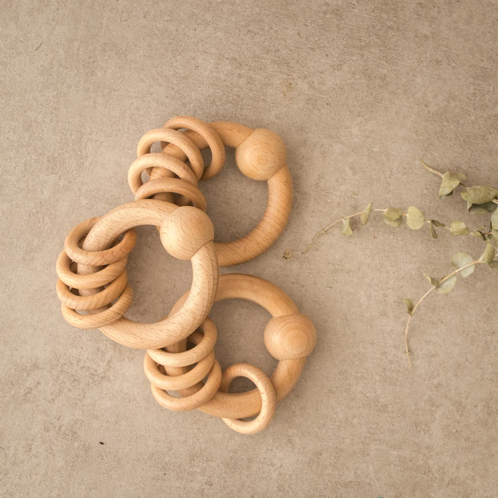 Baby Toys 1pcs Wooden Rattle Beads Cartoon Rattle Teething Ring Of Beech Wood Bed Bell For Baby Teether Educational Gift baby toys baby rattle toys hanging rattles toy ball rattle toy plush rattle toy