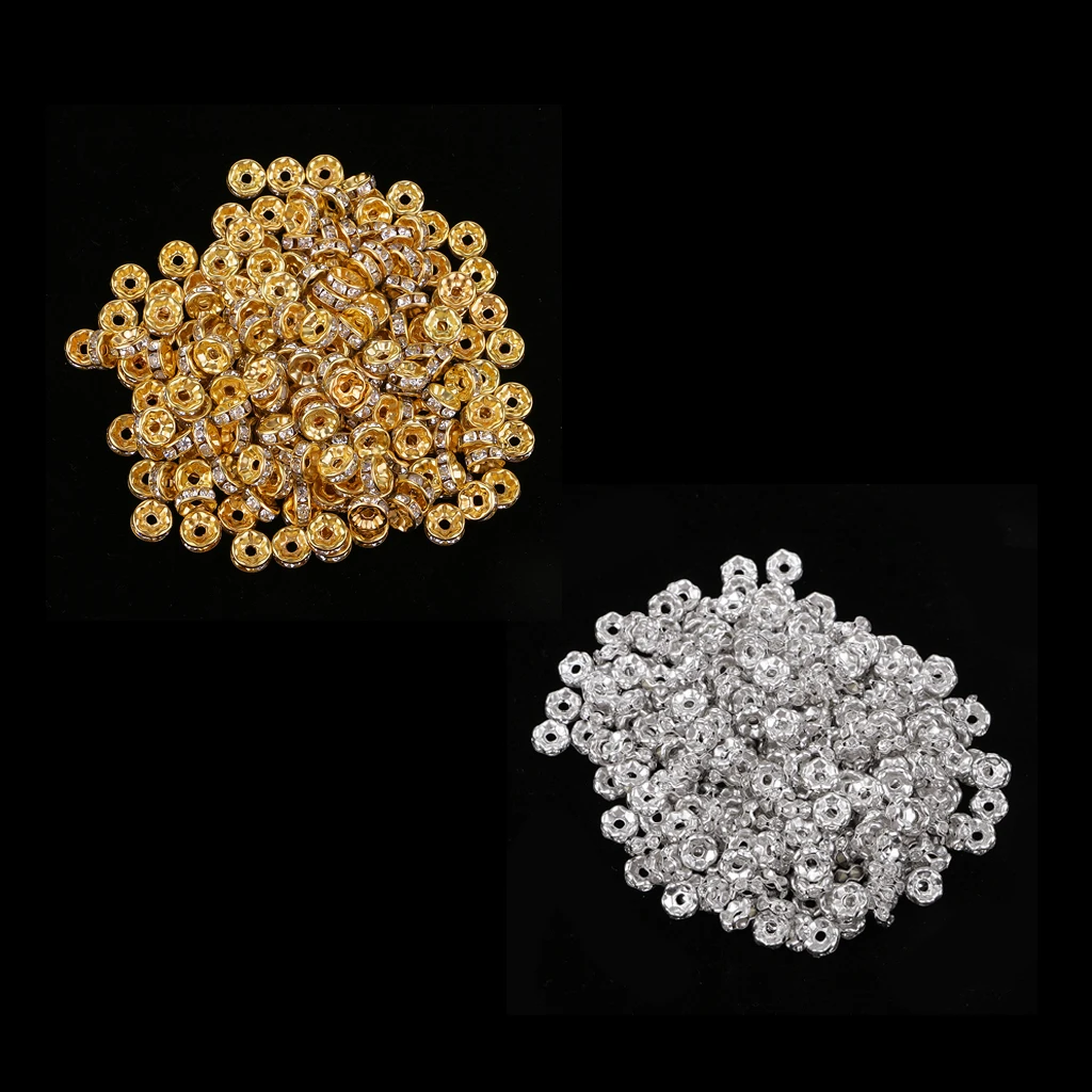 500Pcs Gold/Silver Crystal Rondelle Spacer Bead 6mm 8mm Beads for jewelery Making Bracelets DIY