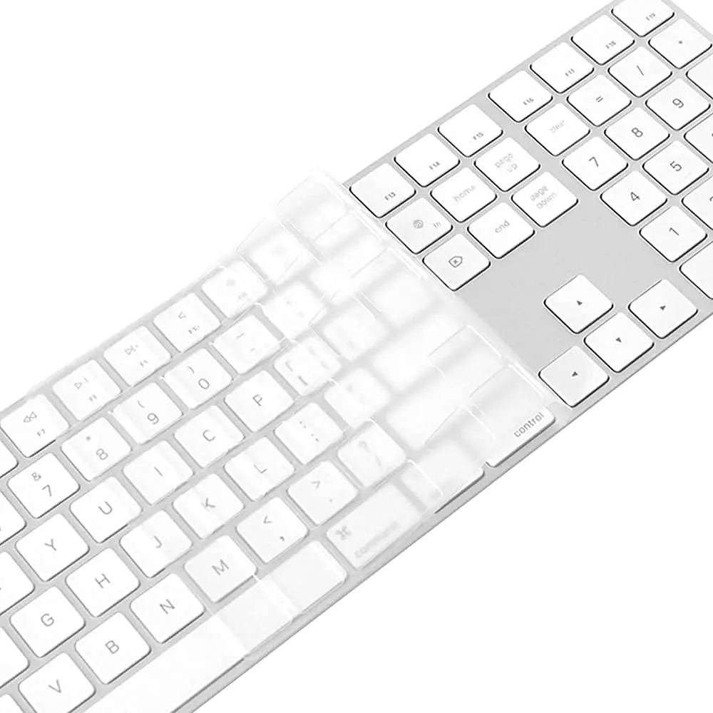 ProElife Ultra Thin Keyboard Cover Skin for 2021 Apple New iMac 24 inch M1 Chip Magic Keyboard with Numeric Keypad and Touch ID Model A2520 Accessories Soft TPU Protector Clear 0.12 mm 