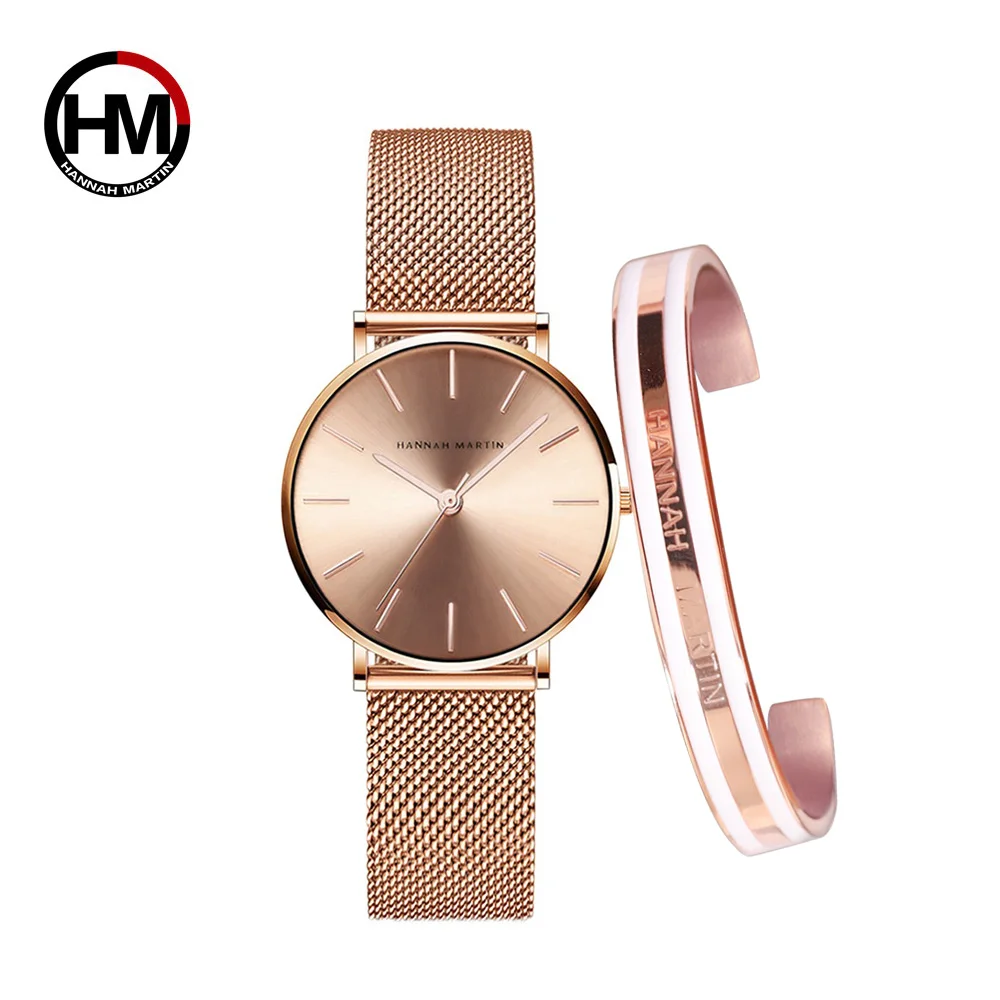 

Japan Quartz Movement Creative Design Waterproof Rose Gold Stainless Steel Mesh 1 set Bracelet Ladies watches relogio feminino