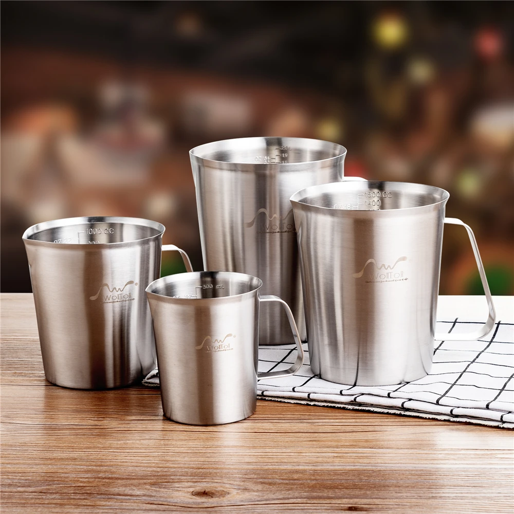 Stainless Steel 304 Measuring Cup with Scale 500/1000/2000ml Large Capacity Kitchen Coffee Tea Milk Frothing Jug Pitcher Beaker afbeelding