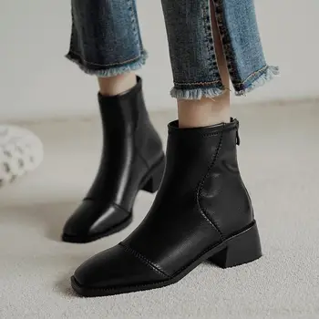 

ALLBITEFO natural soft genuine leather women boots fashion women heels shoes ankle boots for women autumn motocycle boots