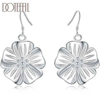 

DOTEFFIL 925 Sterling Silver Charm Flower Pendant Earrings For Women Engagement Wedding Birthday Gift Fashion Jewelry