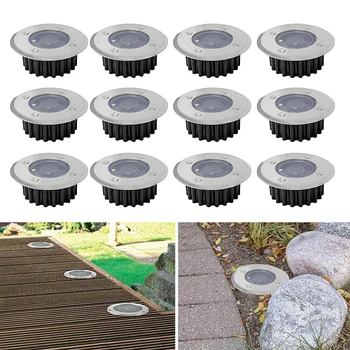 

Solar Powered Ground Light Waterproof Garden Stainless Steel LED Lights Buried Solar Lamp For Home Yard Outdoor Garden Lawn