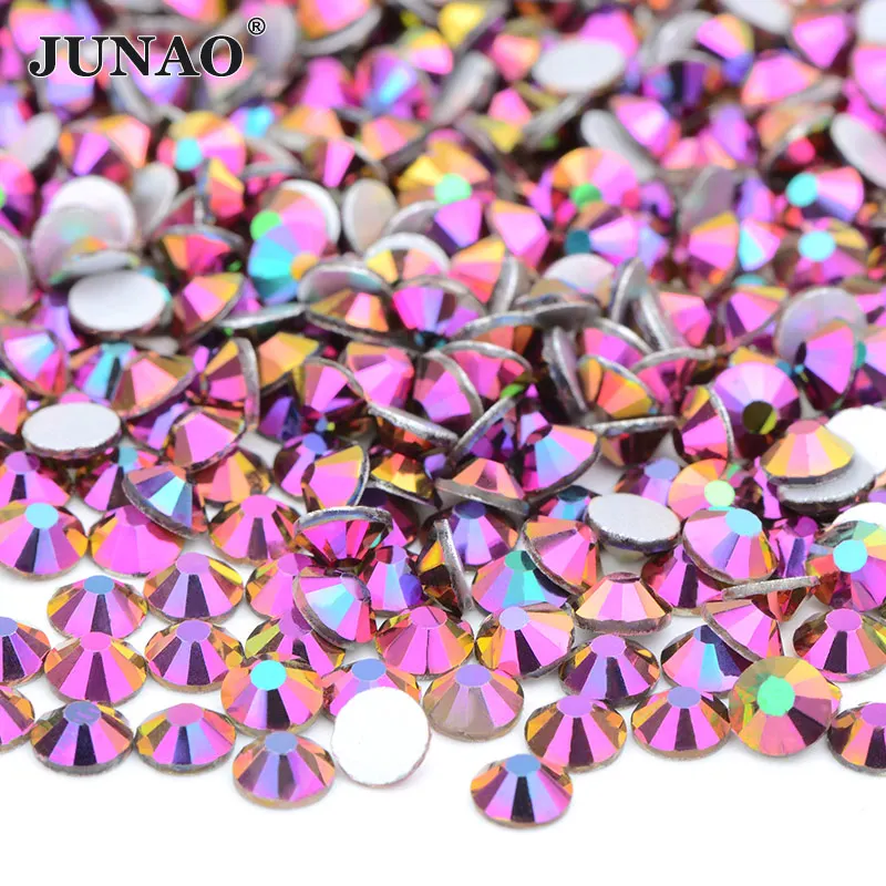 sewing material fabric JUNAO Wholesale ss6 ss8 ss10 ss12 ss16 ss20 ss30 Transparent AB Glass Flatback Rhinestone Non Hot Fix Strass Nail Crystal Stones sewing supply near me Fabric & Sewing Supplies