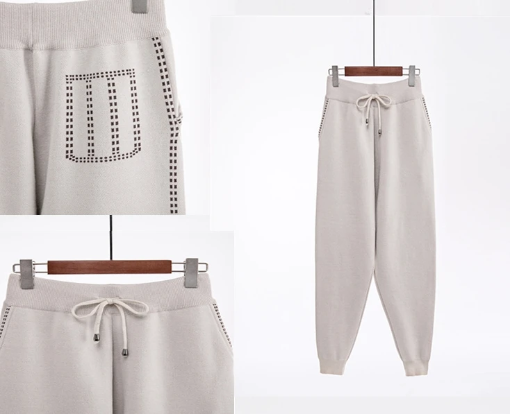 Thickened Knitting Sweater 2 Piece Set Women Pant And Top Casual Tracksuit Women Korean Set Two Piece Outfits Women's Tracksuits