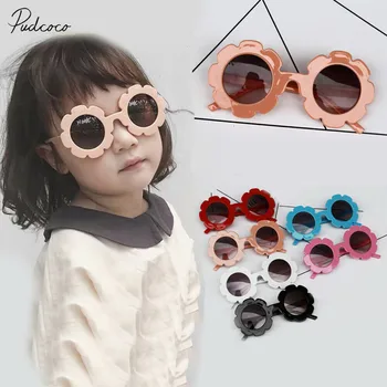 

New 2020 Children Kids Girl Sun Plastic Eyewear UV400 Round Flower Sunglasses