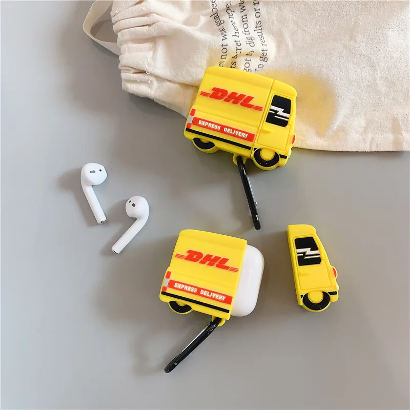 Airpods 1 2 Чехол милый 3D DHL Экспресс автомобильный брелок силиконовый мягкий Bluetooth гарнитура чехол для ключей для женщин мужчин DIY сумка Аксессуары