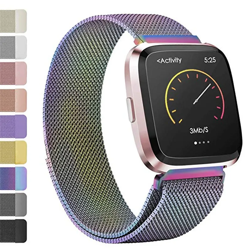 Металлический браслет из нержавеющей стали для Fitbit Versa ремешок на запястье Миланская петля Магнитный Браслет fit bit Verse Lite Band аксессуары