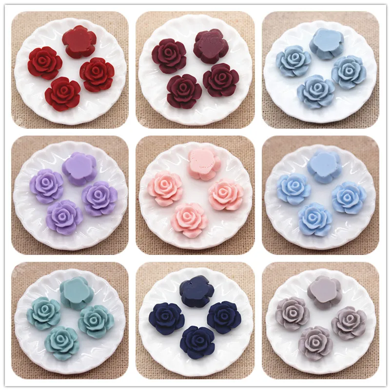 Resin Rose Flowers 50PCS Mix Colors Antique Vintage Flatback Cabochon DIY Jewelry/Craft Scrapbooking Decoration 13mm ornament crafts resin ornaments resin crafts resin crafts accessories artificial flower toys
